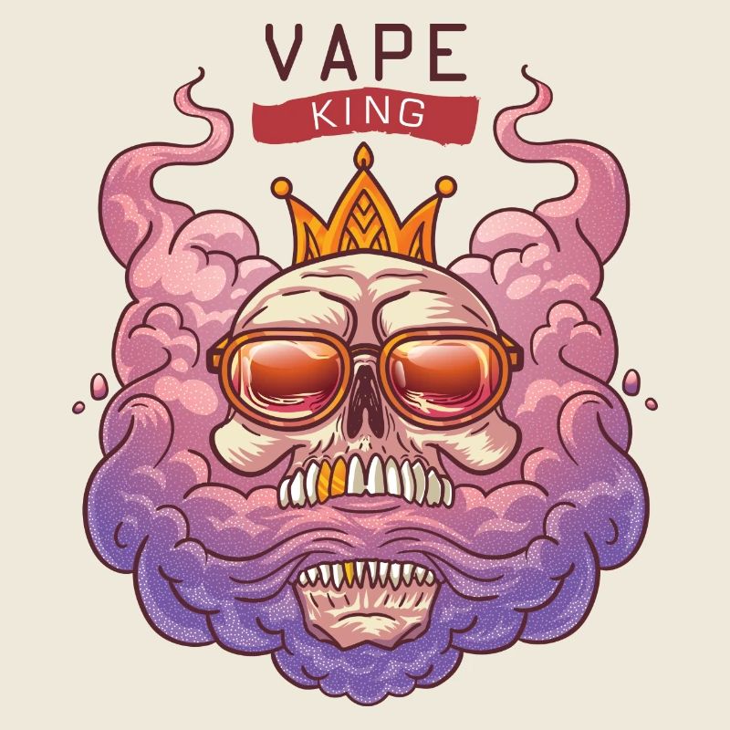 Vape Totenkopf mit Krone und Brille