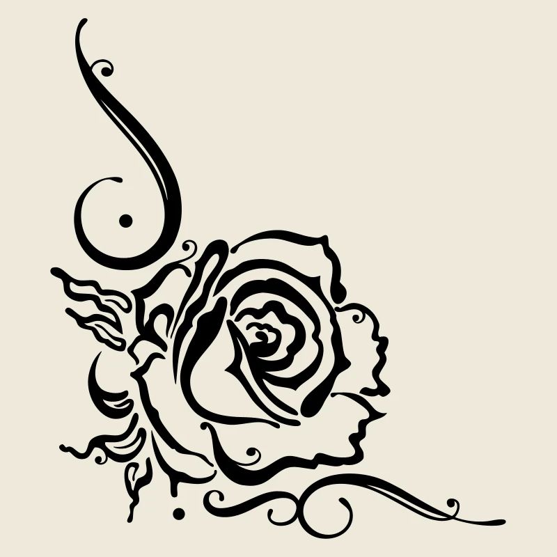 Roses avec ornements et feuilles