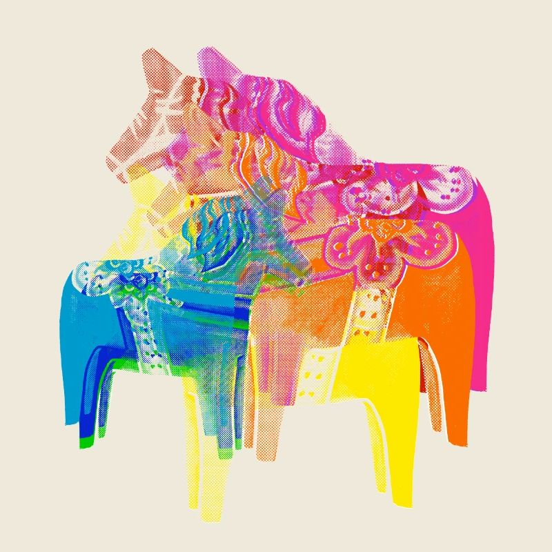 Pop Art Dala Horses Pull de Noël Style Scandi