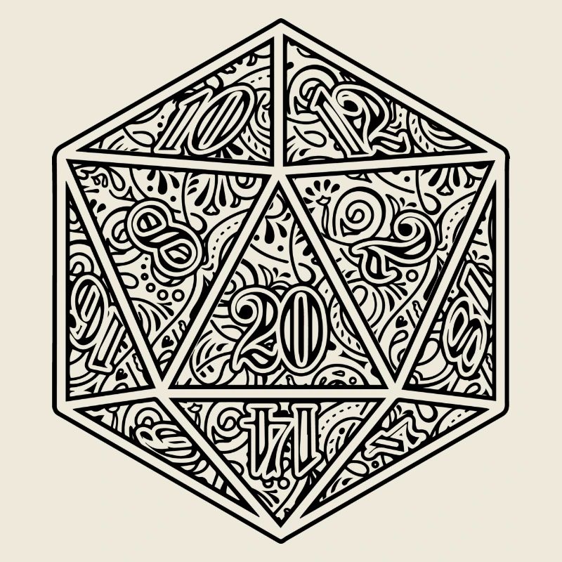 D20 Dice Ornament RPG Cube Design