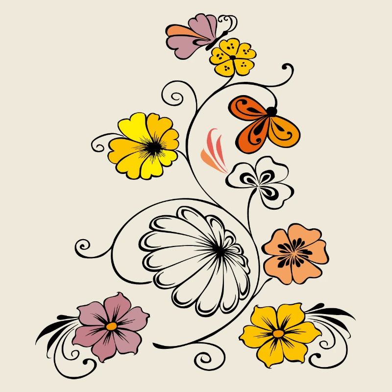 Fleur vigne avec papillon