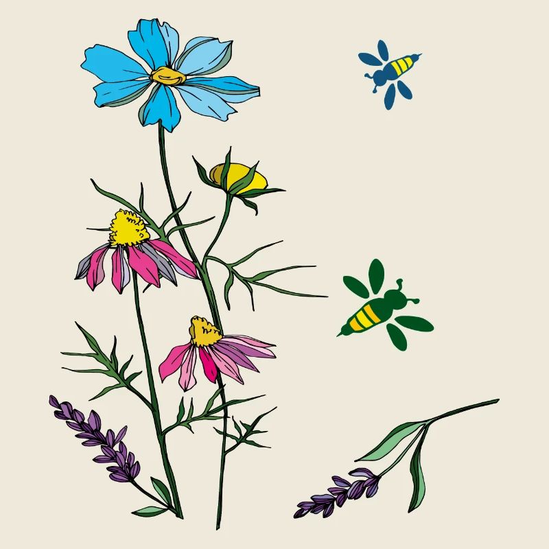 Herbes, camomille, abeilles