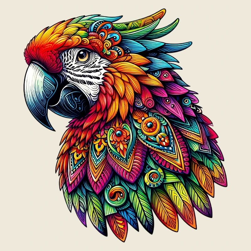 Perroquet décoré de Mandalas
