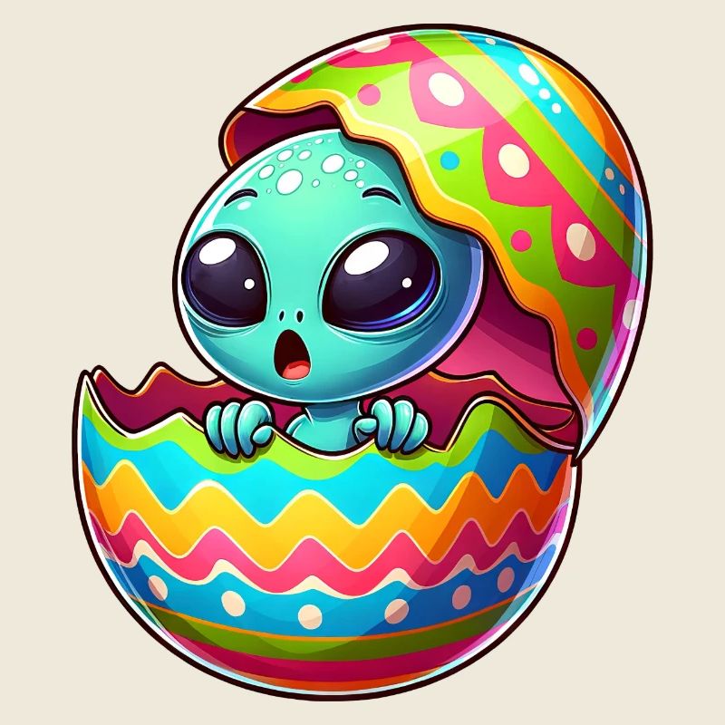 Buntes Alien-Osterei Schlüpf-Design
