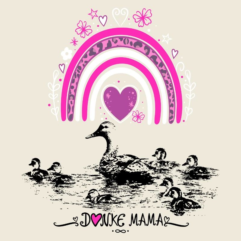 Muttertag Entenmama mit Küken & Regenbogen