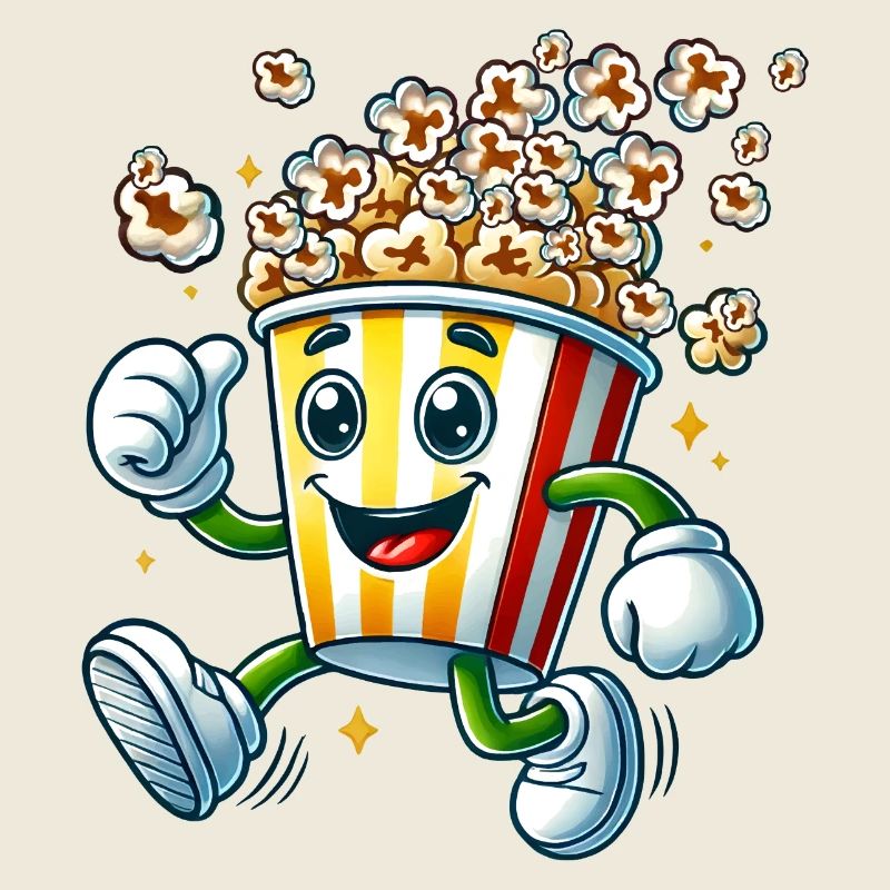 motif pop-corn de dessin animé joyeux pour s’amuser au cinéma