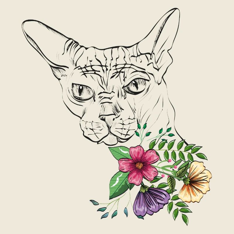 Chat avec des fleurs