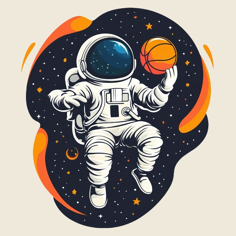 Astronaut Playing Basketball in Space - Fun design