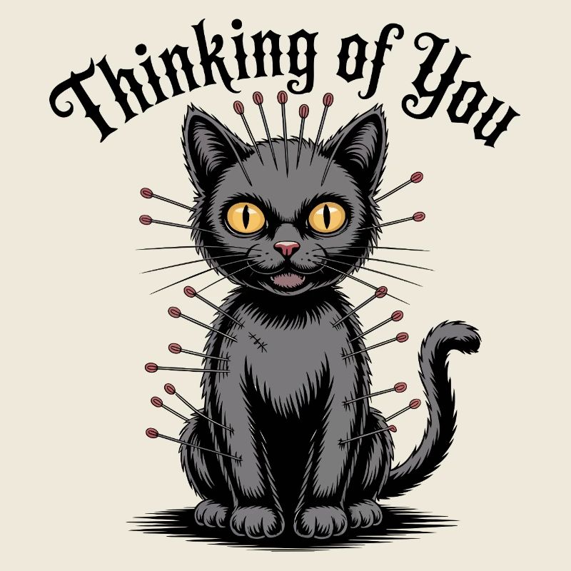 Chat vaudou qui pense à vous