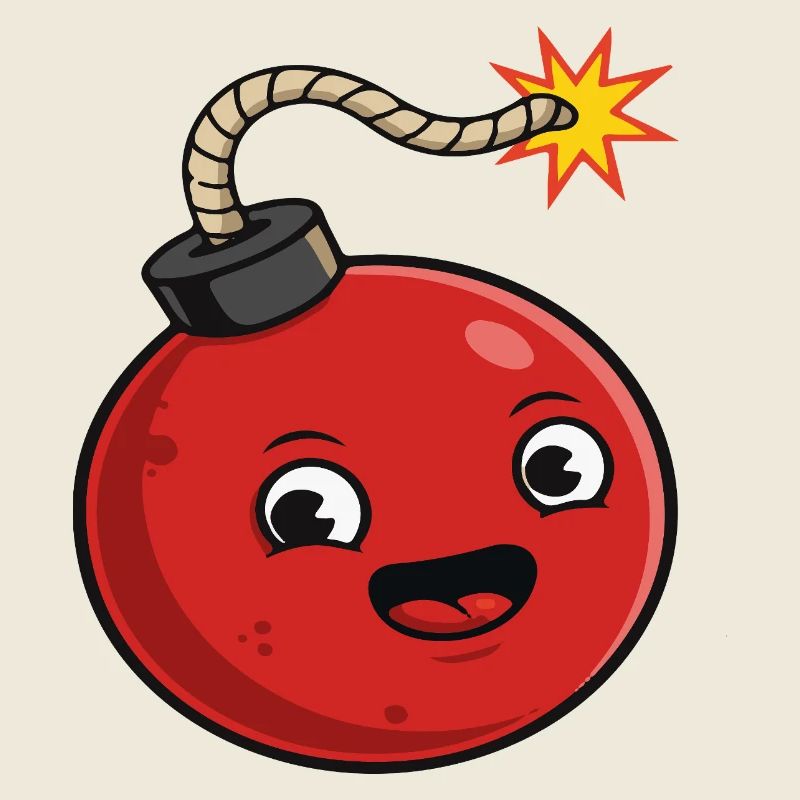 Bombe de dessin animé avec une expression joyeuse