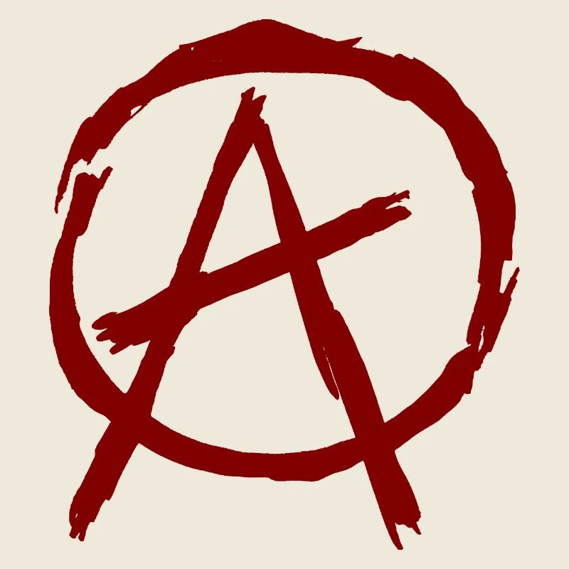 Anarchy symbol in circle - dark red