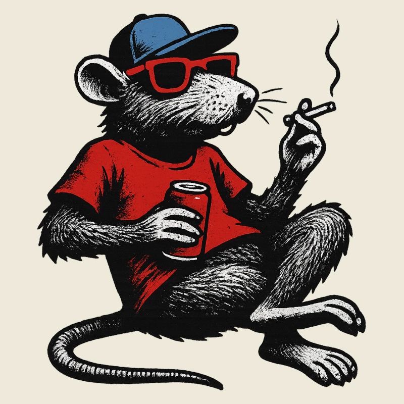 Rat with sunglasses smoking