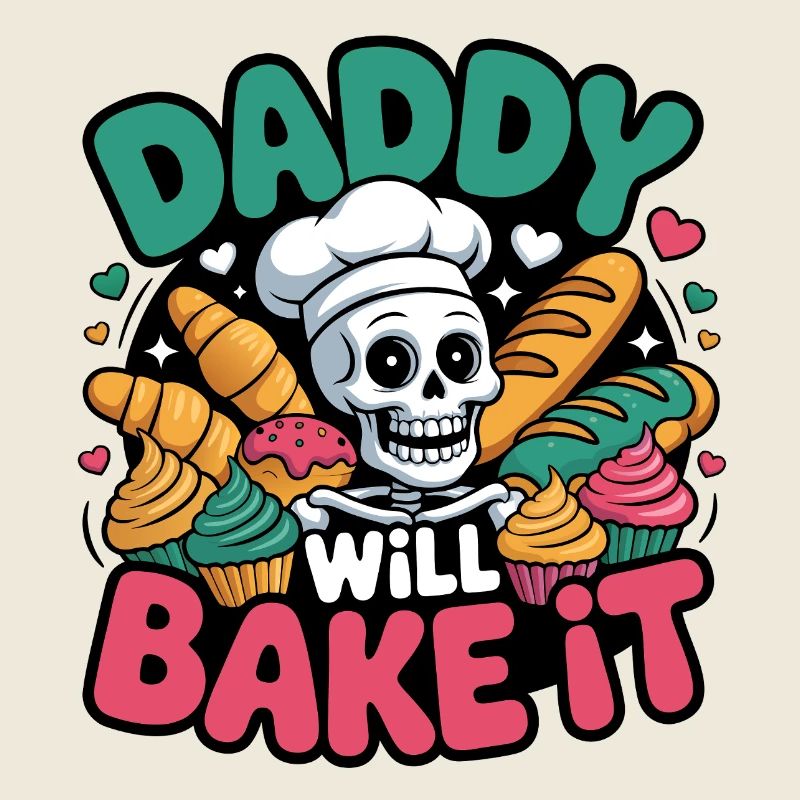 Daddy Will Bake It. Lustiges Skelett Bäcker Design