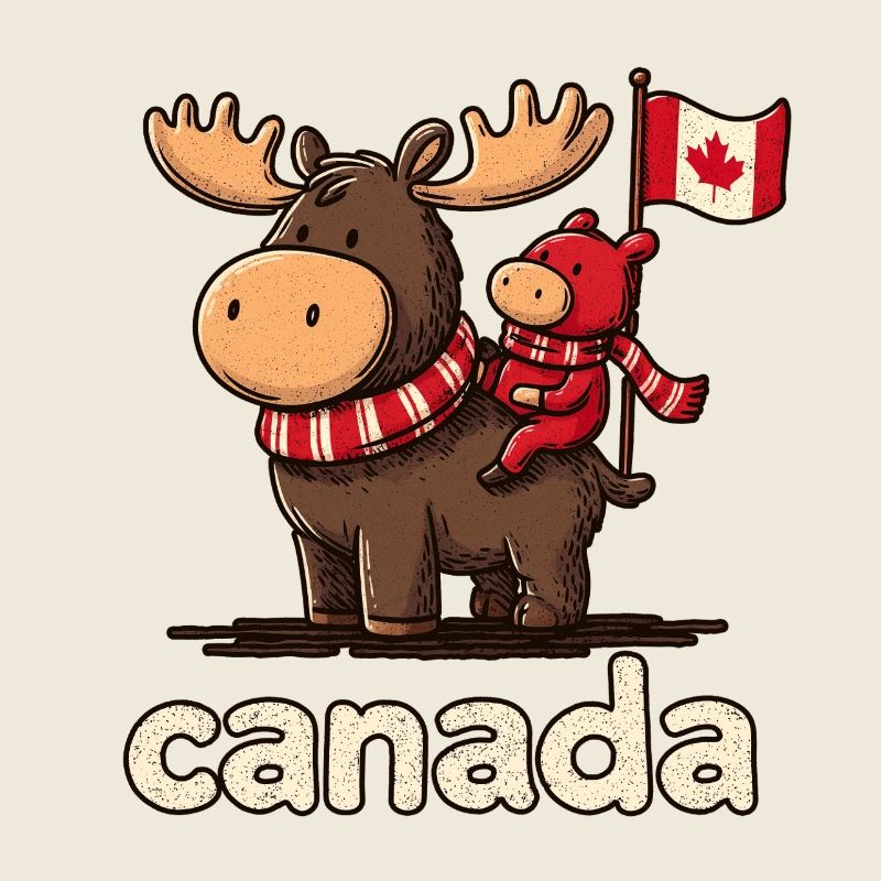 Mousse du Canada avec un petit compagnon