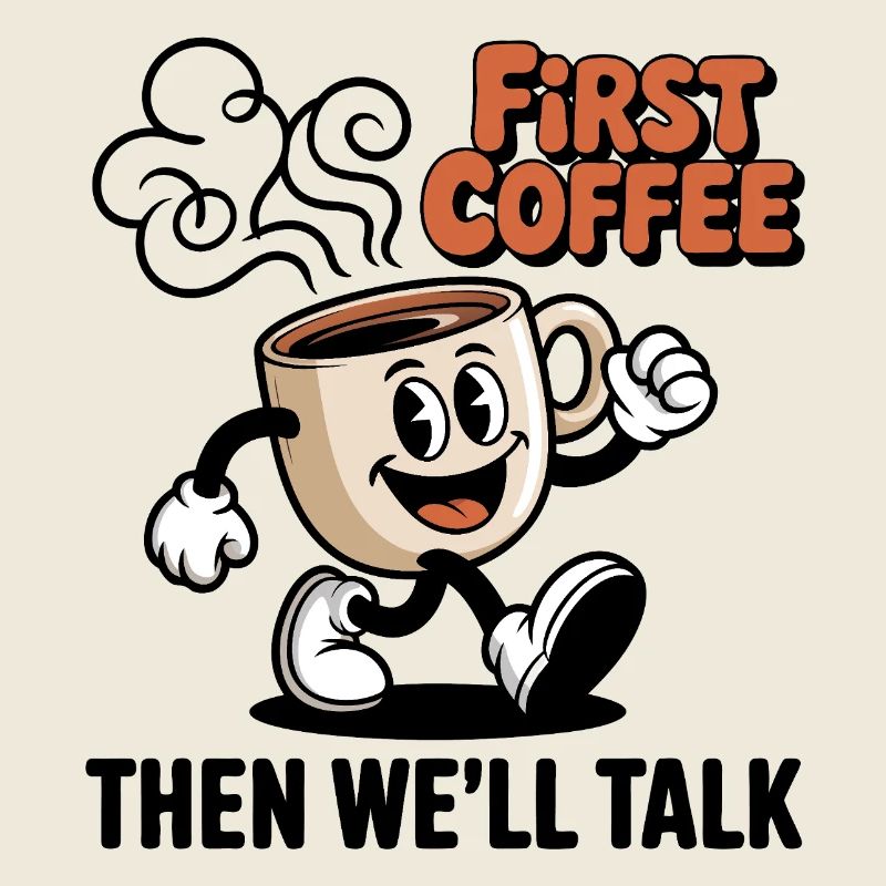 First Coffee Cartoon Mug