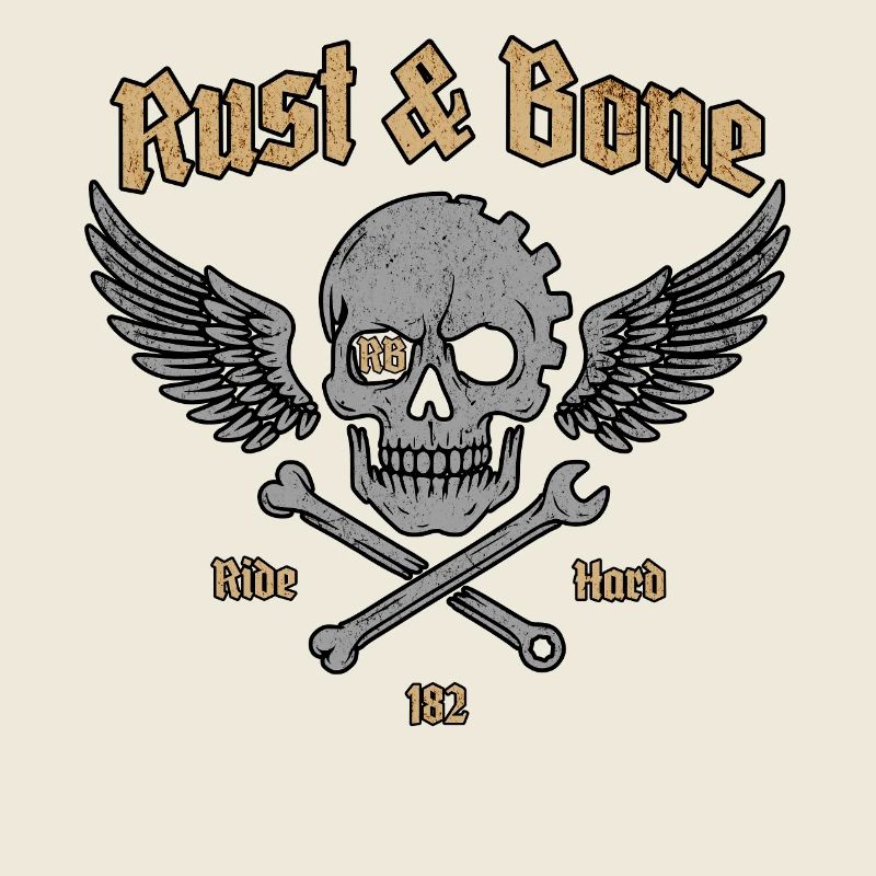 Rust Bone Motorrad Skull Wing Design