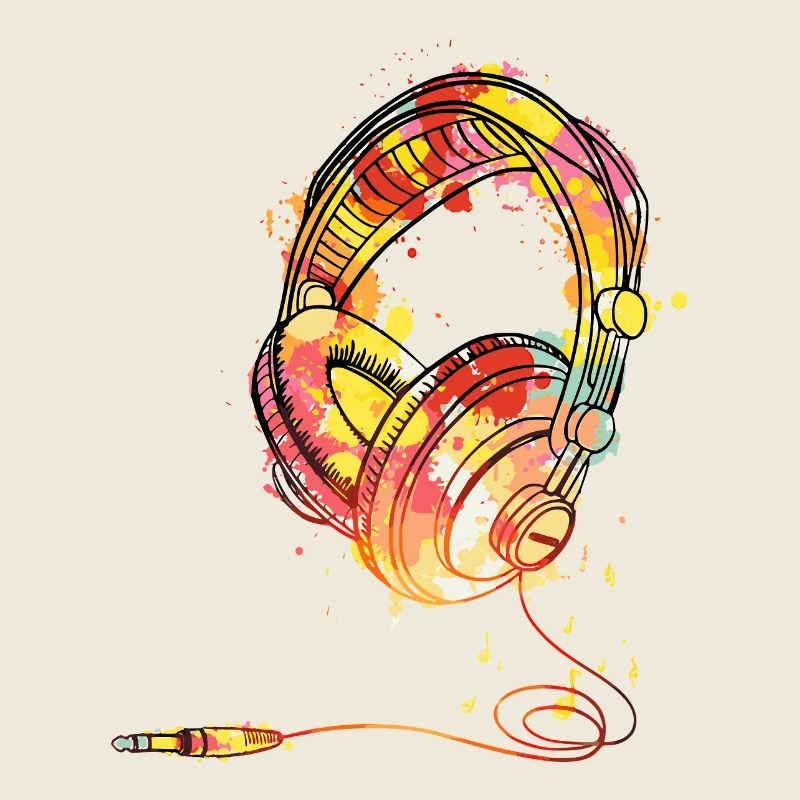 Bunte Kopfhörer-Splash-Illustration