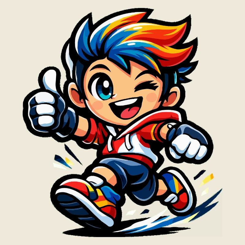 Farbenfroher Regenbogenheld in Aktion