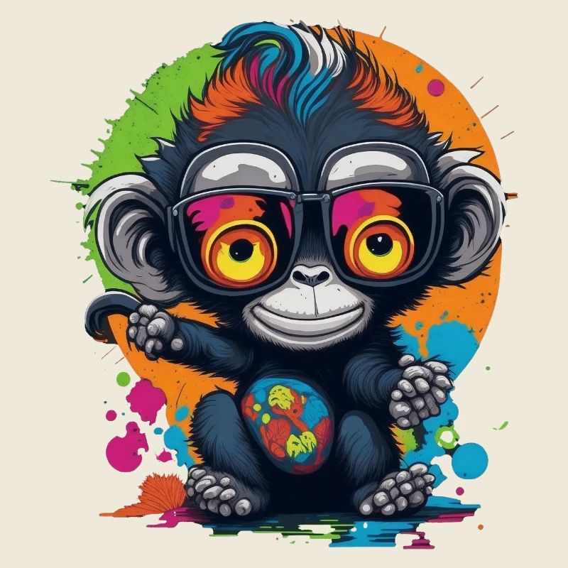 Neon Spectacled Monkey Splash - Monkey - Monkey
