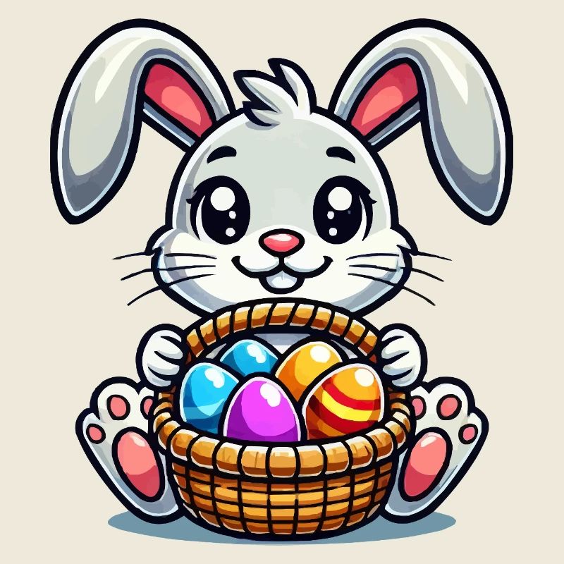 Easter bunny with colorful eggs