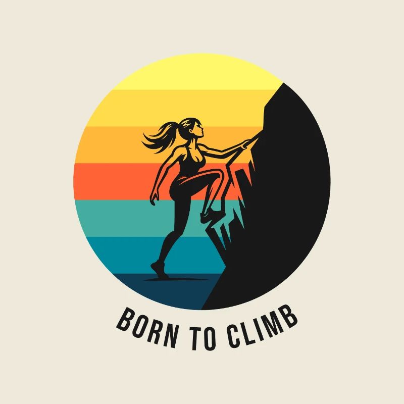 Fille grimpeuse née pour escalader le bloc arc-en-ciel