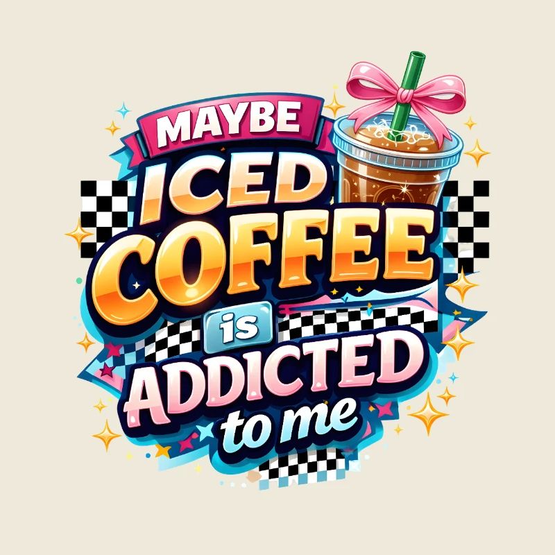 Iced Coffee Addicted Spruch Kaffeetrinker Kaffee