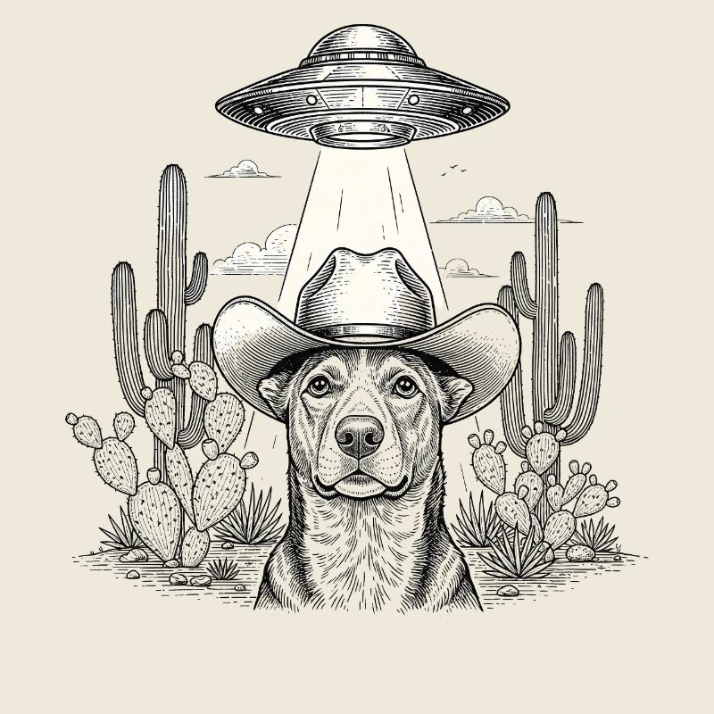 Cowboy Dog Sci Fi Wüste Shirt
