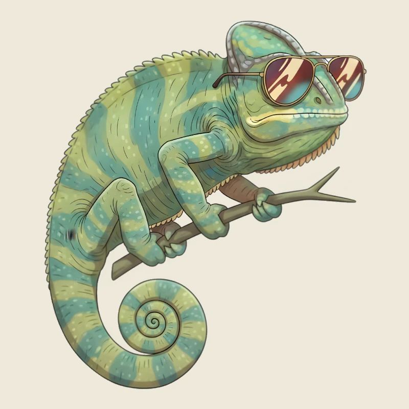 Caméléon avec des lunettes de soleil