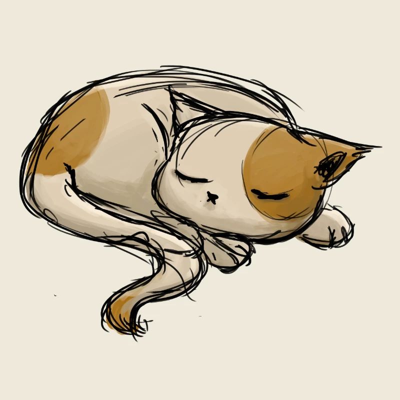 Sleeping cat stroke drawing