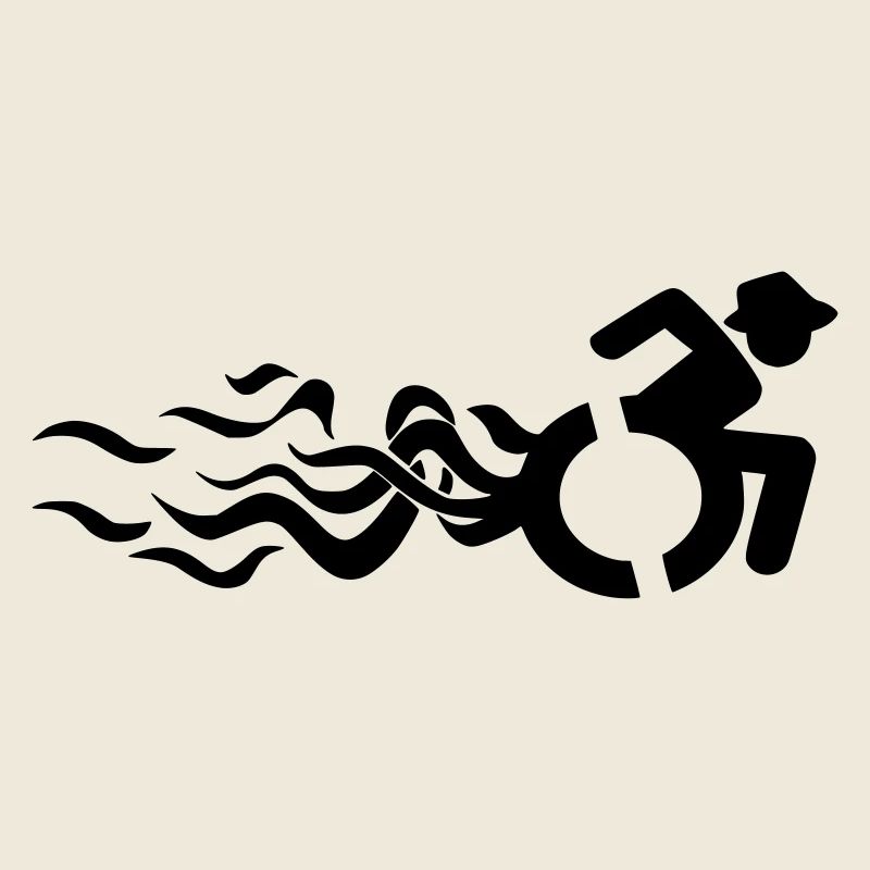 Utilisateur d’un fauteuil roulant avec des flammes #