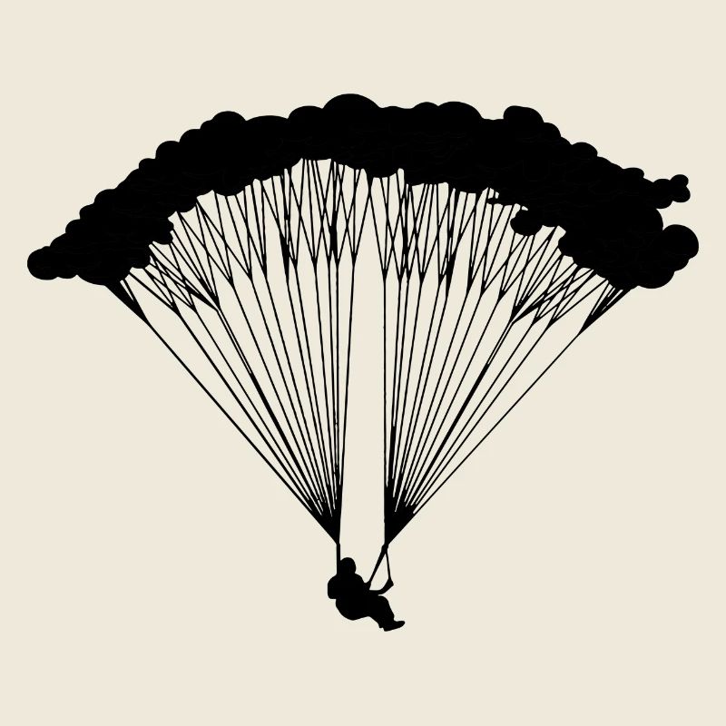Skydiver in clouds silhouette