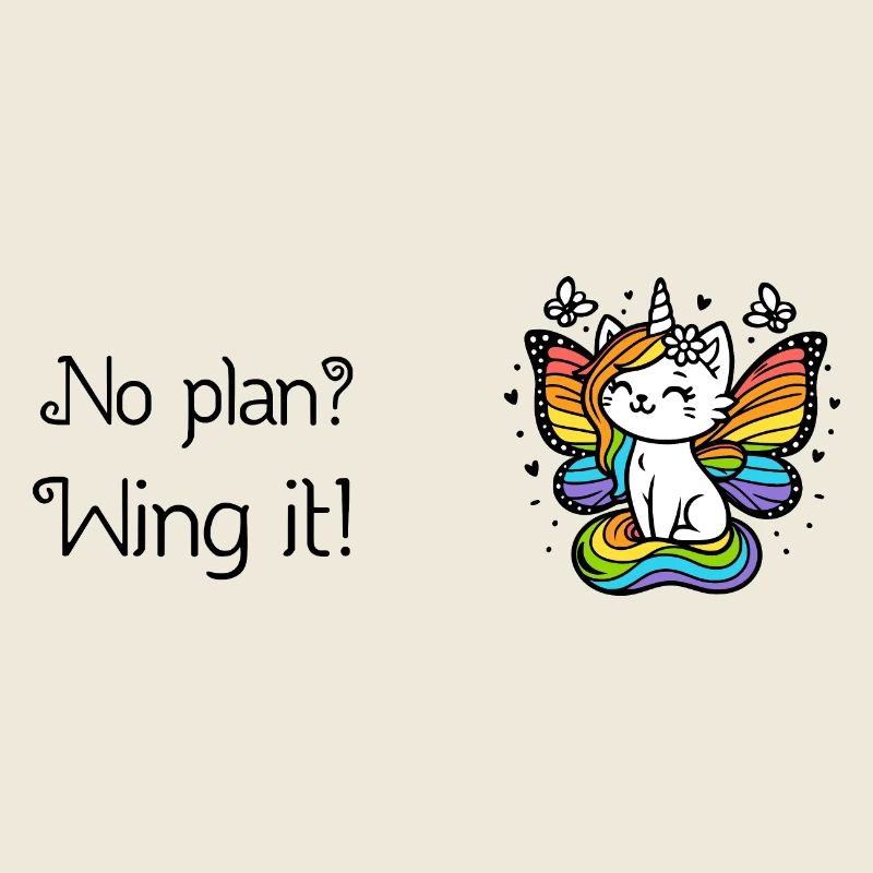 Pas de plan ? Ailez-le ! Chat licorne ailé (coloré)