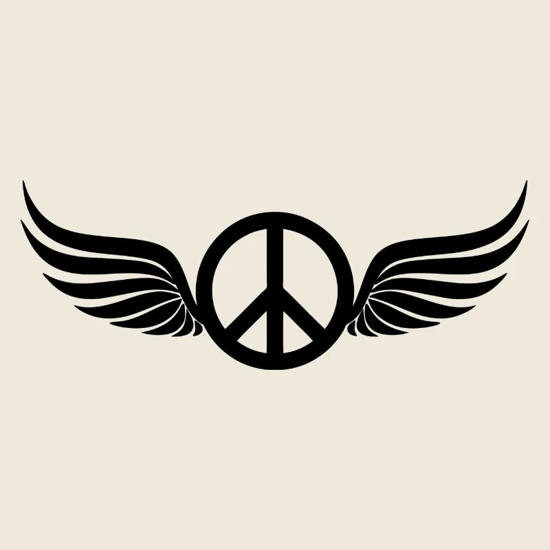 Geflügeltes Hippie Schwarzes Peace-Zeichen