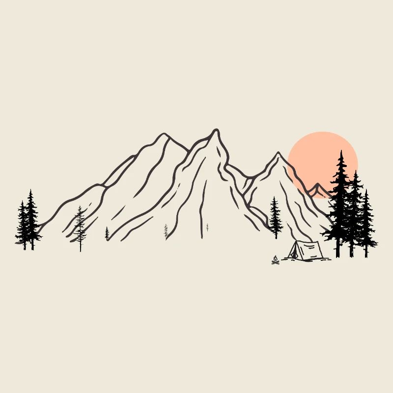 Sunrise Mountain Range Illustration