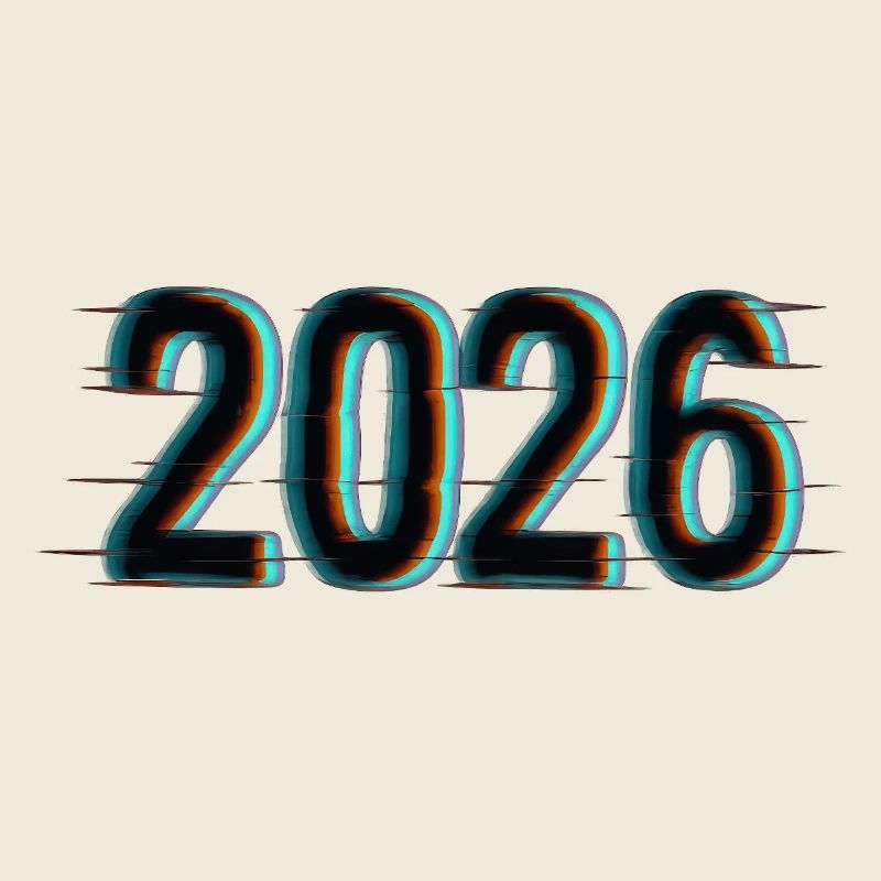 Futuristic Year 2026 Design with Neon Effect