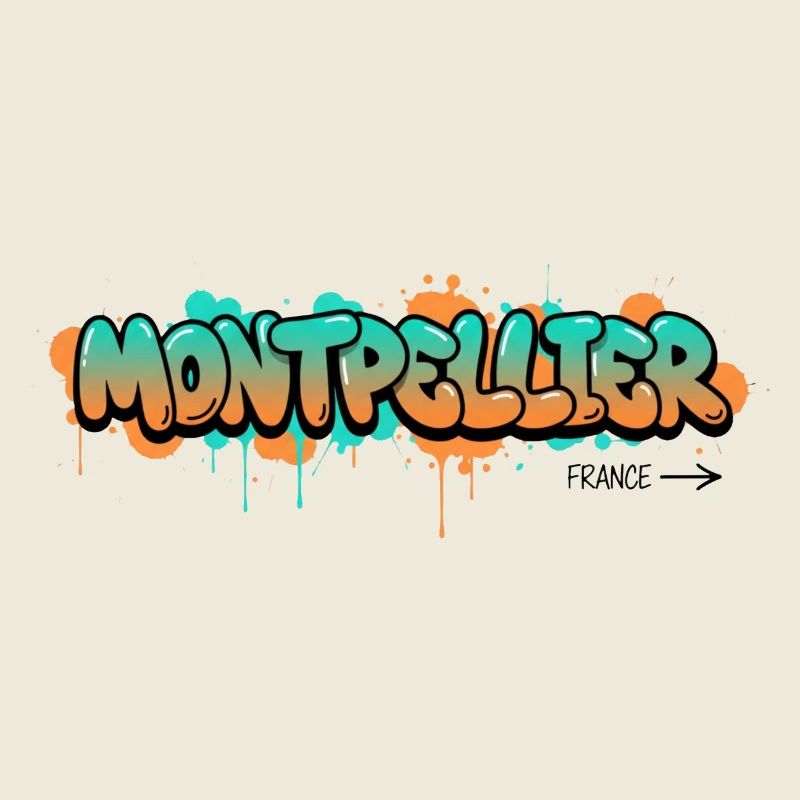 Conception du nom de la ville de Montpellier dans le style graffiti