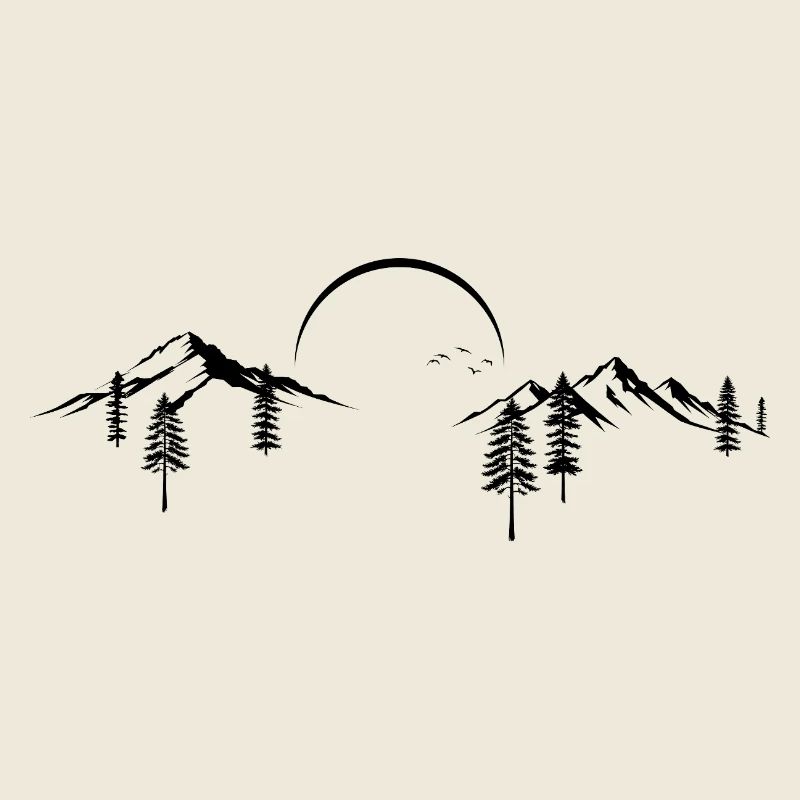Berggipfel Abenteuer Minimalistische Silhouette Kunst