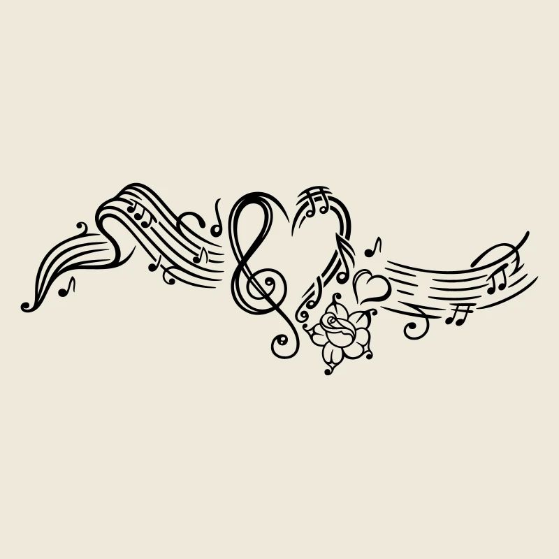 Sheet music with music notes, clef and flowers