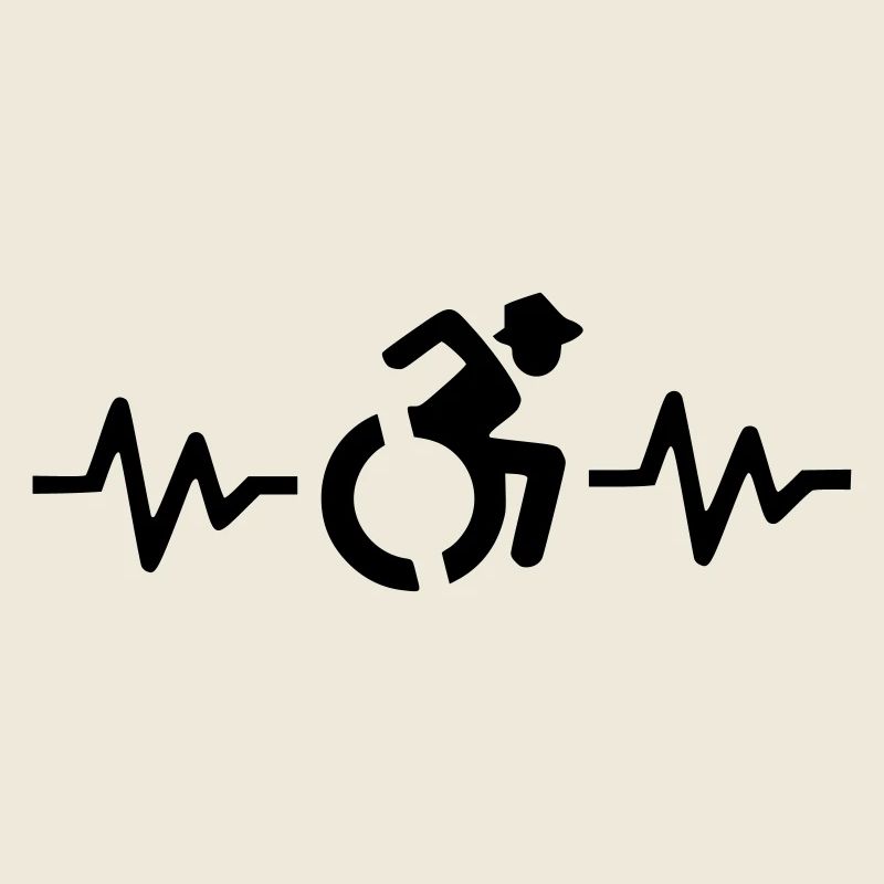 Rollstuhlfahrer mit Hut und Herzfrequenz #