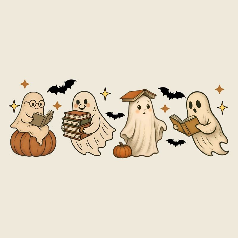 Spooky Bookish Ghosts Halloween Design