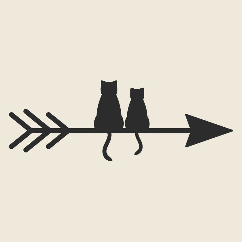Cats on arrow silhouette