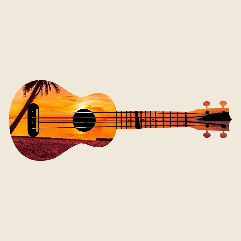 Hawaiian Ukulele Uke Beach Sunset