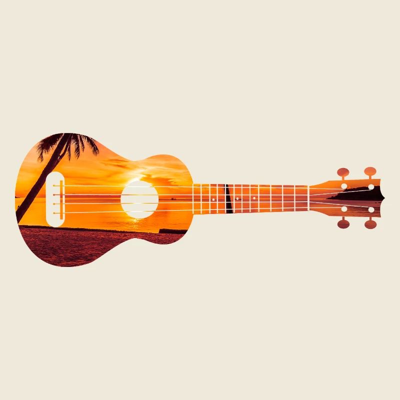 Hawaiian Ukulele Uke Beach Sunset