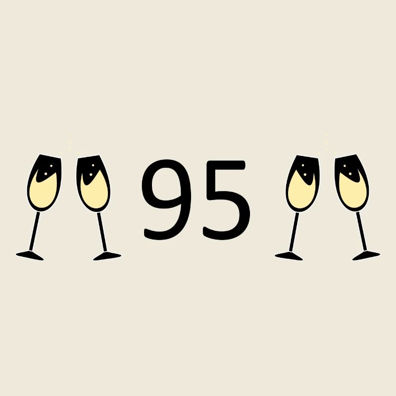 95th Birthday 95 Years Anniversary 95 Number 95 Black