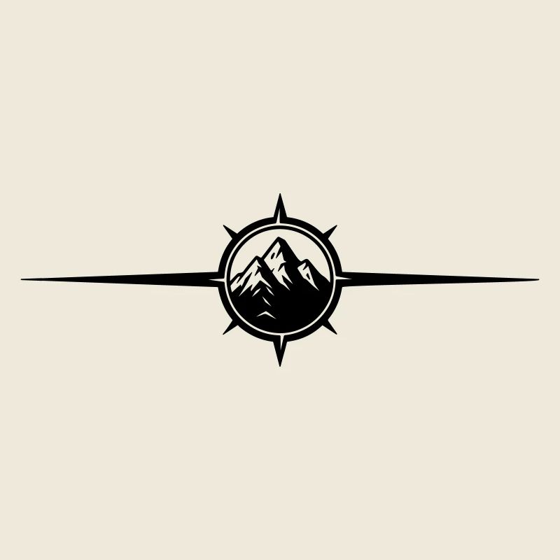 Compass symbol mountains