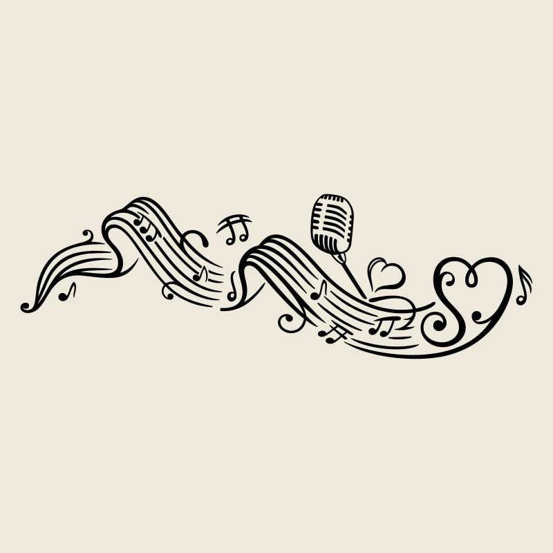 Music sheet with microphon, music notes and clef