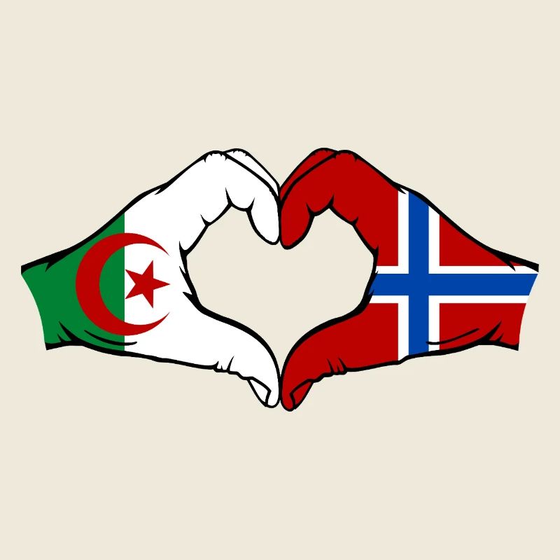 Algerien Norwegen Flagge Haende Herzform