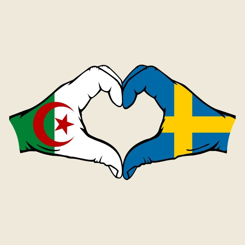 Algérie Suède Drapeau Mains Coeur Forme
