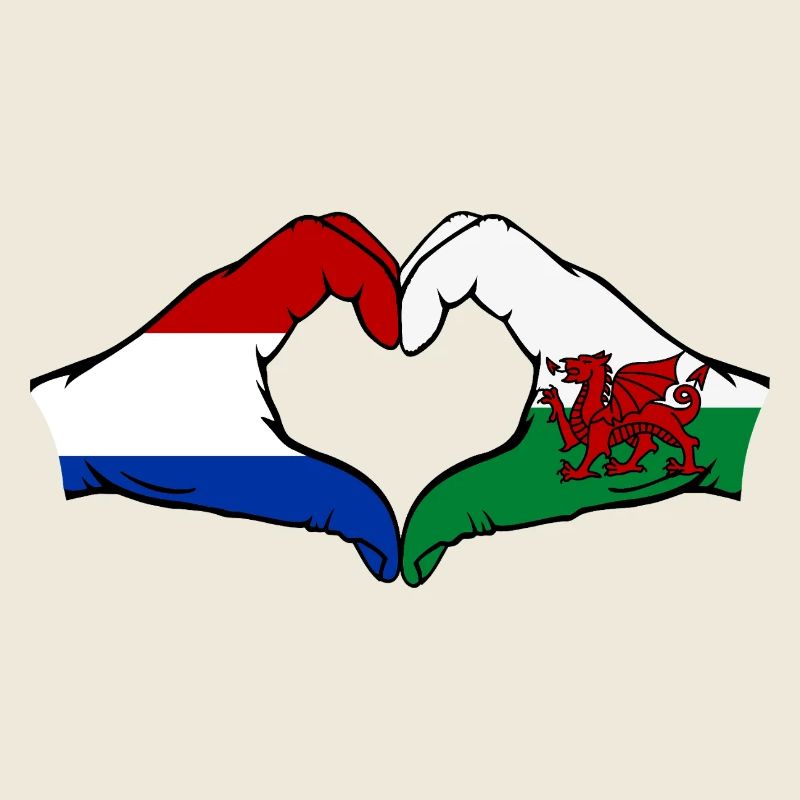 Holland Wales Flag Hands Heart Shape