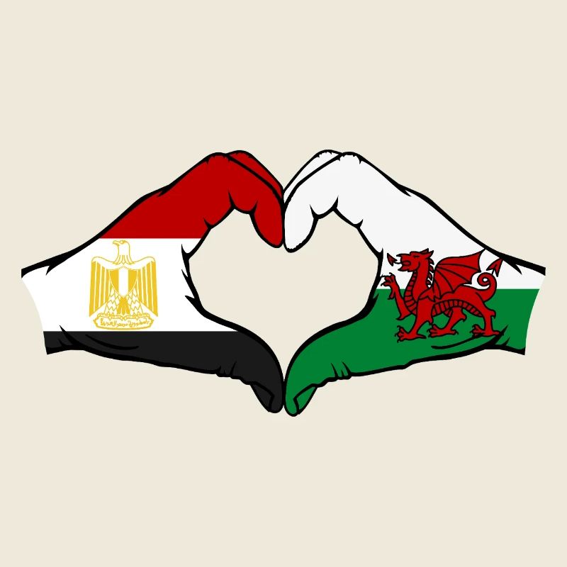 Egypt Wales Flag Hands Heart Shape